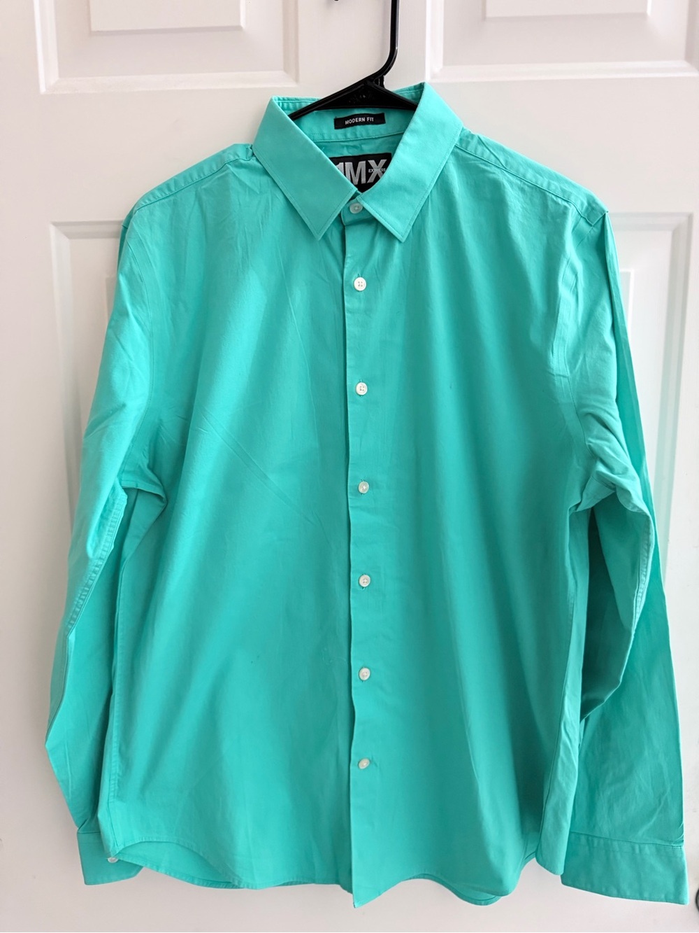 Express Men's Aqua Long-Sleeve Button-Down Shirt